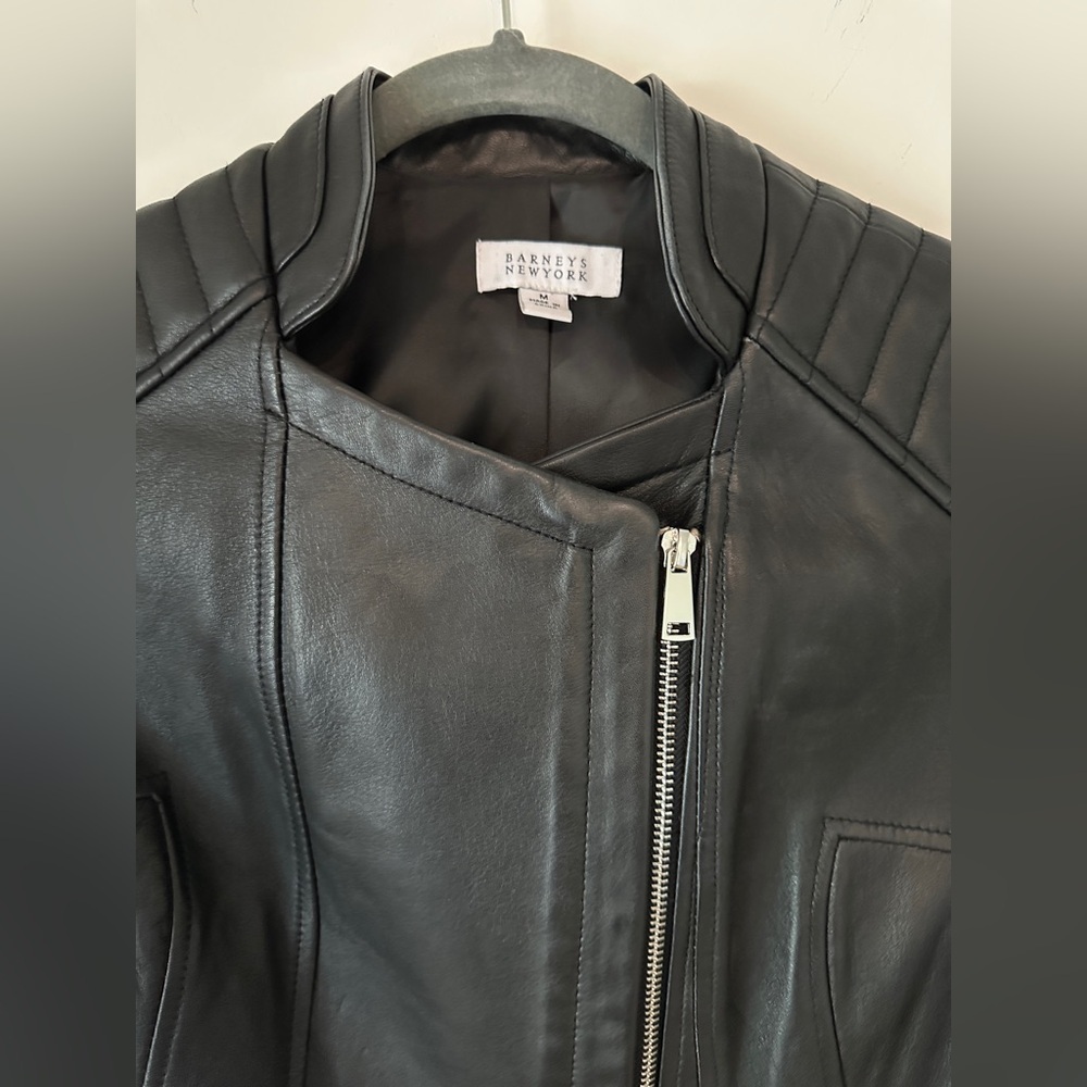 Barney's New York Leather Biker Jacket size M vintage excellent condition - Picture 3 of 12